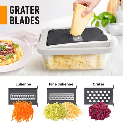 10 in 1 Vegetable Chopper with 8 Interchangeable Blades Container