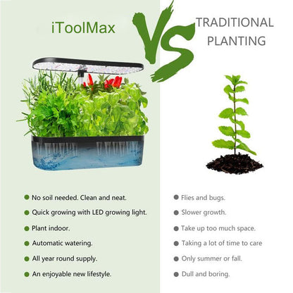 12 Pod Hydroponic Growing System Indoor Garden Kit LED Grow Light Smart Planter