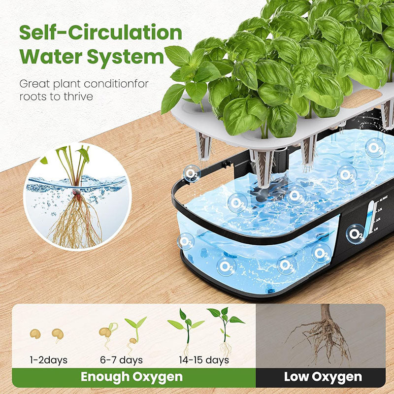12 Pod Hydroponic Growing System Indoor Garden Kit LED Grow Light Smart Planter