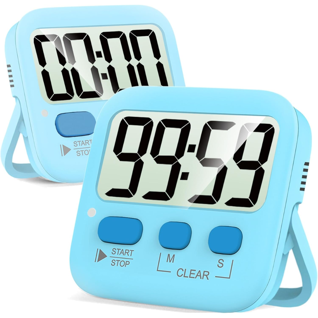 2-Pack Digital Kitchen Timers Magnetic Countdown Stopwatch