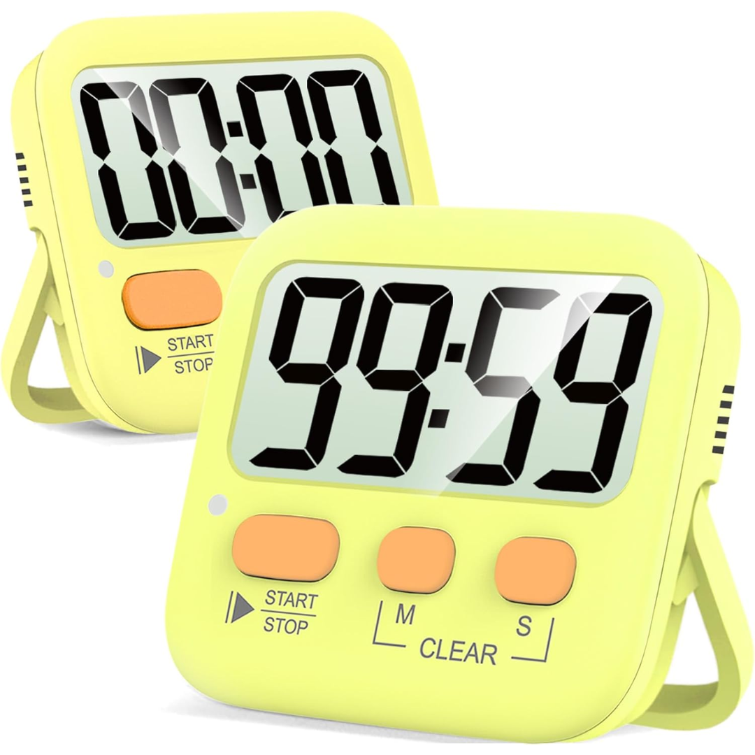 2-Pack Digital Kitchen Timers Magnetic Countdown Stopwatch
