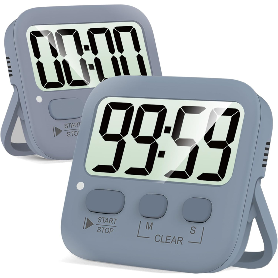 2-Pack Digital Kitchen Timers Magnetic Countdown Stopwatch
