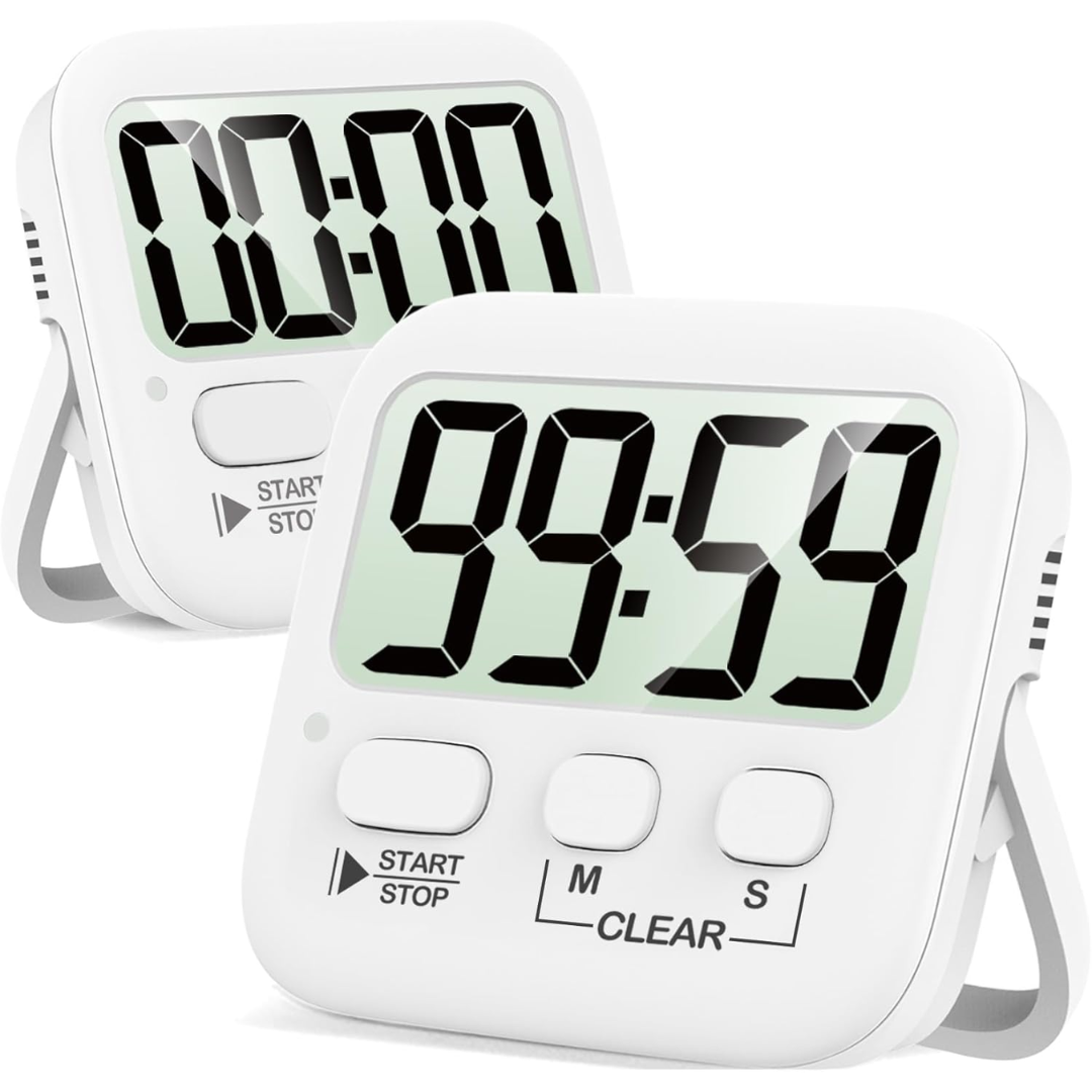 2-Pack Digital Kitchen Timers Magnetic Countdown Stopwatch