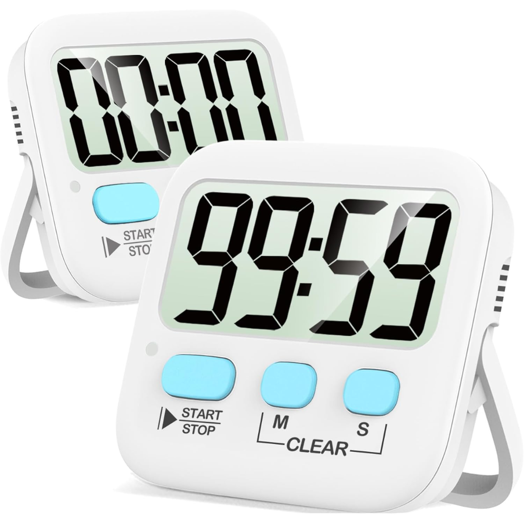 2-Pack Digital Kitchen Timers Magnetic Countdown Stopwatch