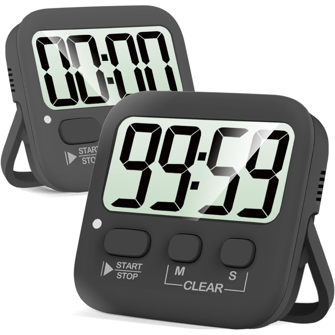 2-Pack Digital Kitchen Timers Magnetic Countdown Stopwatch