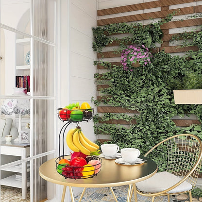 2 Tier Fruit Basket Kitchen Organizer Banana Hanger
