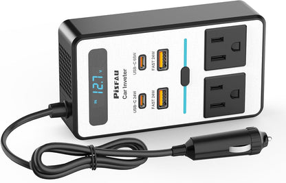 200W Car Power Inverter with USB-C Fast Charging Portable DC to AC Converter