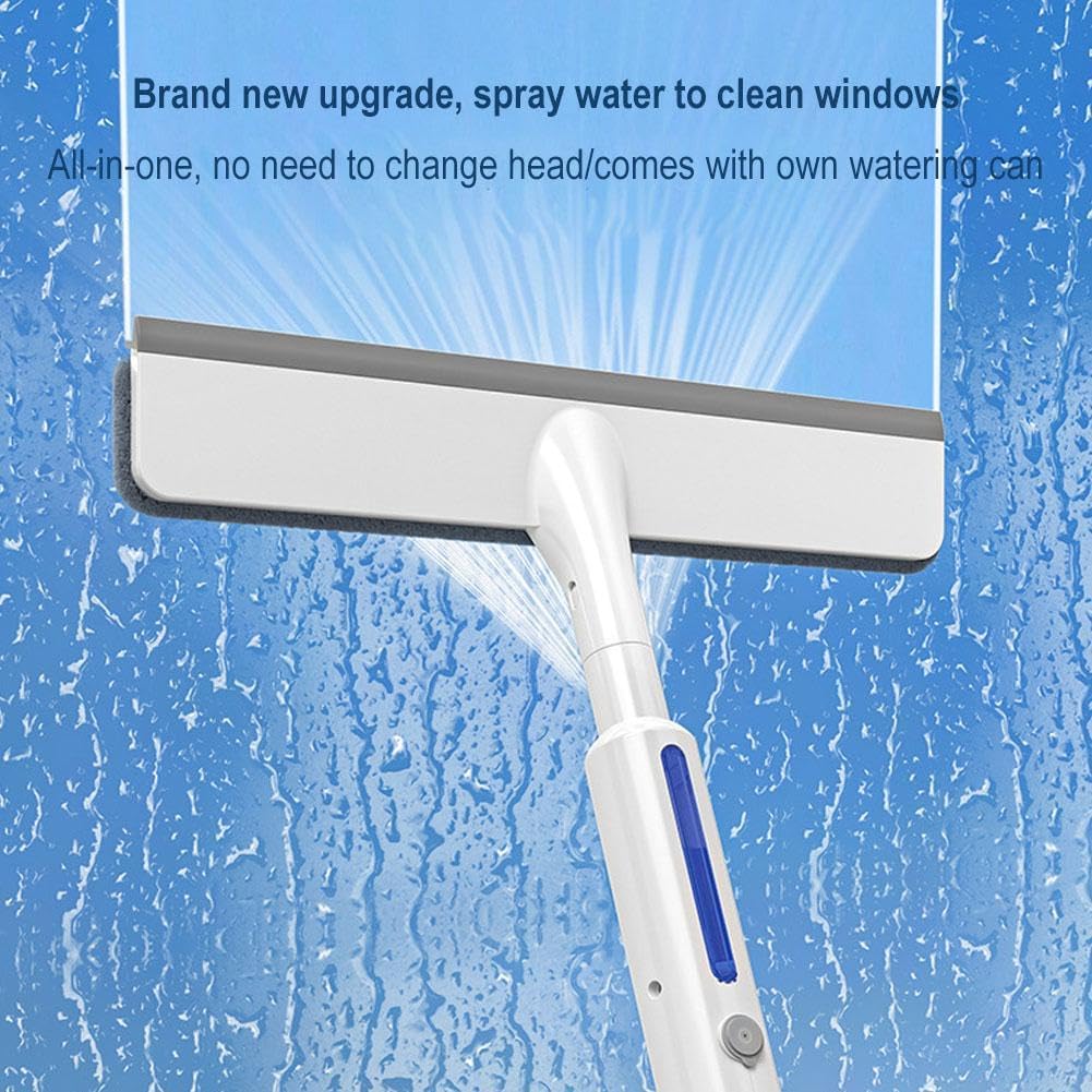 3-in-1 Window Cleaner with Extendable Handle and Microfiber Cloths for Streak-Free Glass