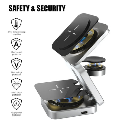 3 in 1 Wireless Charging Station Magnetic Foldable Charger Fast Charging Dock