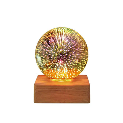 3D Crystal Ball Lamp LED Firework Effect USB Night Light Color Changing Bedside Lamp