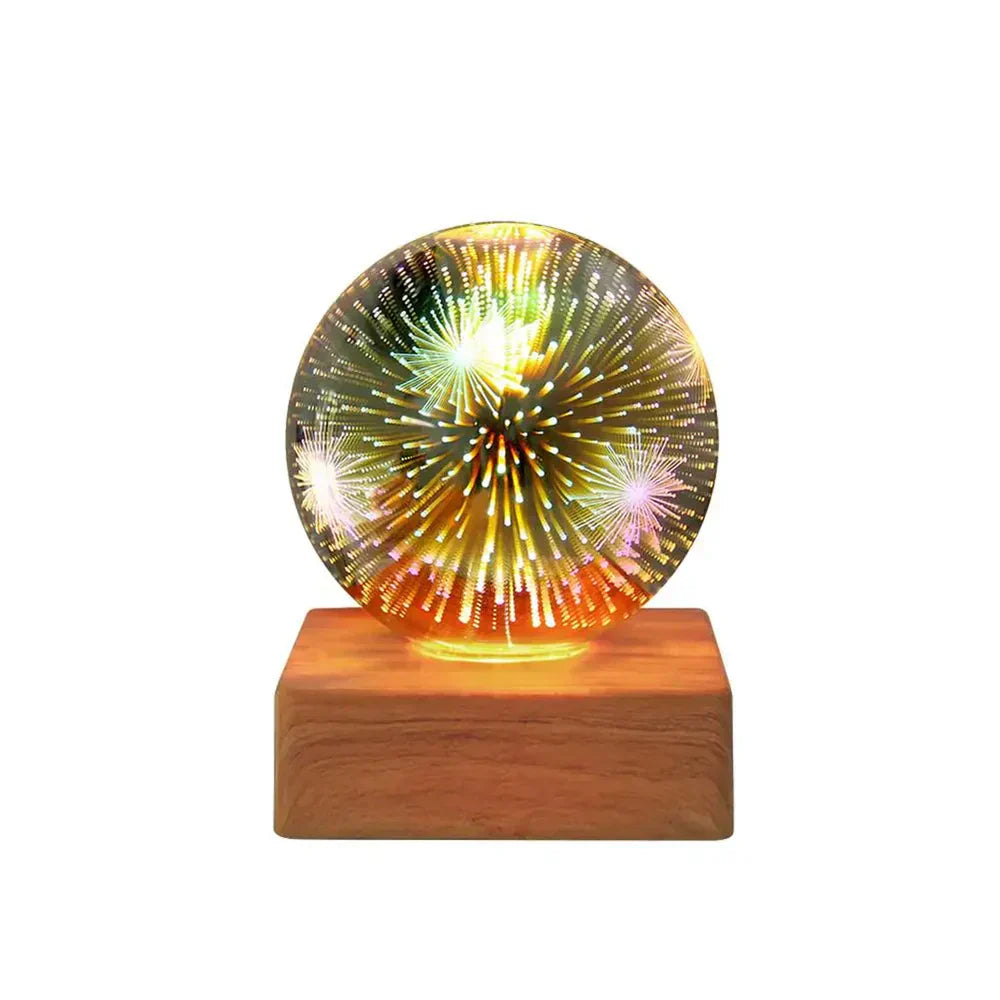 3D Crystal Ball Lamp LED Firework Effect USB Night Light Color Changing Bedside Lamp
