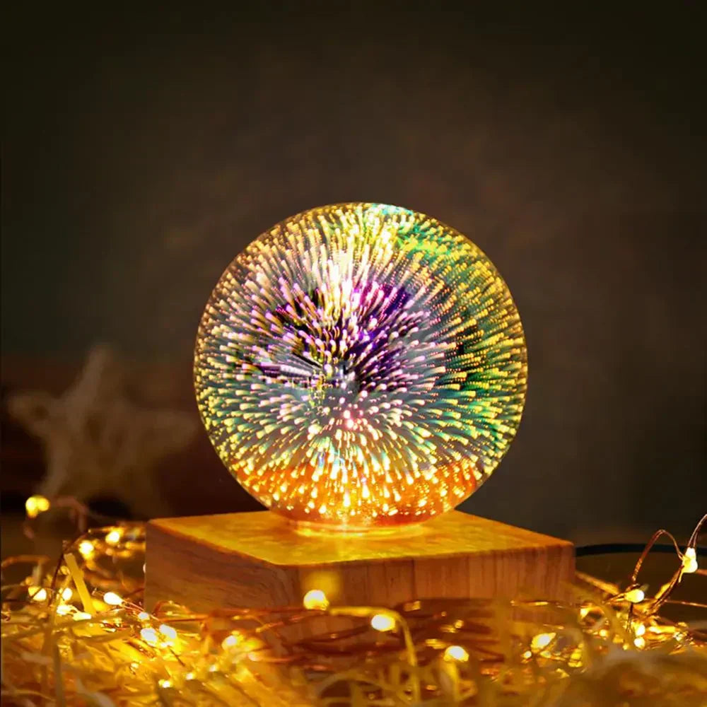 3D Crystal Ball Lamp LED Firework Effect USB Night Light Color Changing Bedside Lamp