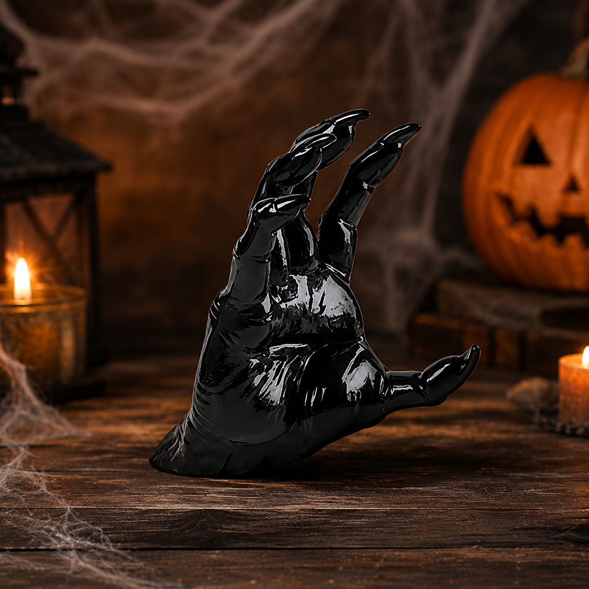 3D-gotisk håndkunst til væggen og lysestage til Halloween og boligindretning