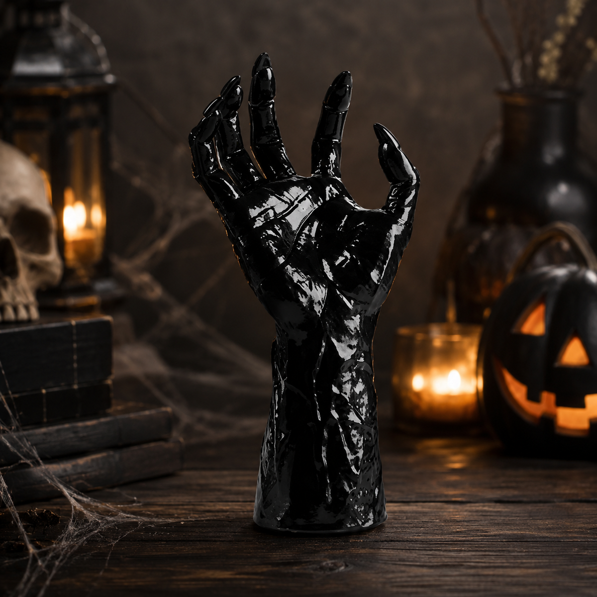 3D-gotisk håndkunst til væggen og lysestage til Halloween og boligindretning