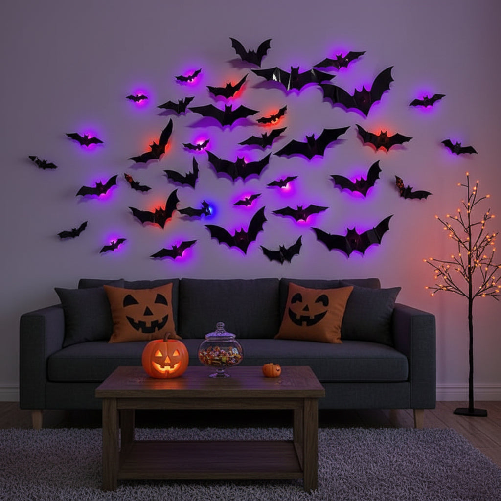 3D LED Bat Halloween Wall Decorations Reusable Foldable Wing Display