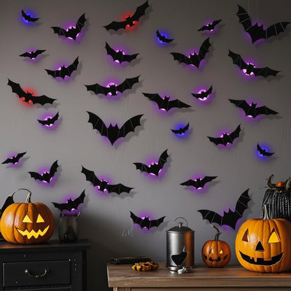 3D LED Bat Halloween Wall Decorations Reusable Foldable Wing Display