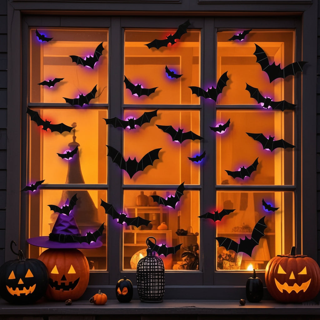 3D LED Bat Halloween Wall Decorations Reusable Foldable Wing Display