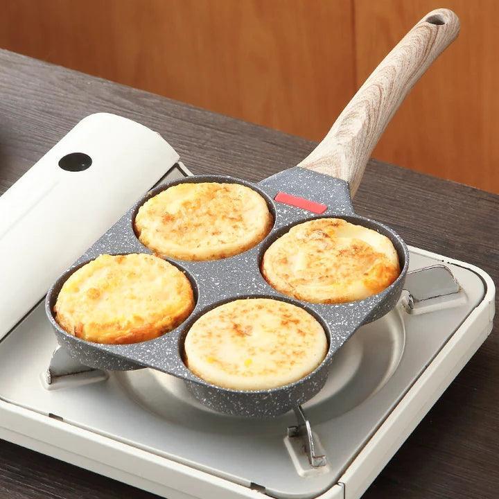 4 Compartment Non Stick Frying Pan for Breakfast Eggs Pancakes and Meal Prep