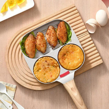 4 Compartment Non Stick Frying Pan for Breakfast Eggs Pancakes and Meal Prep