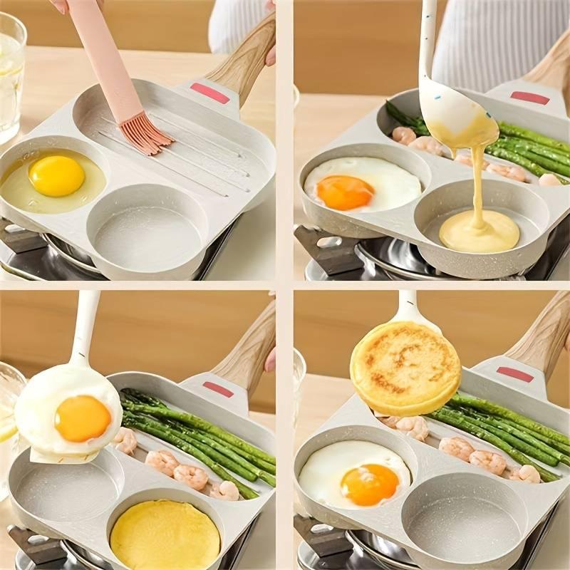 4 Compartment Non Stick Frying Pan for Breakfast Eggs Pancakes and Meal Prep