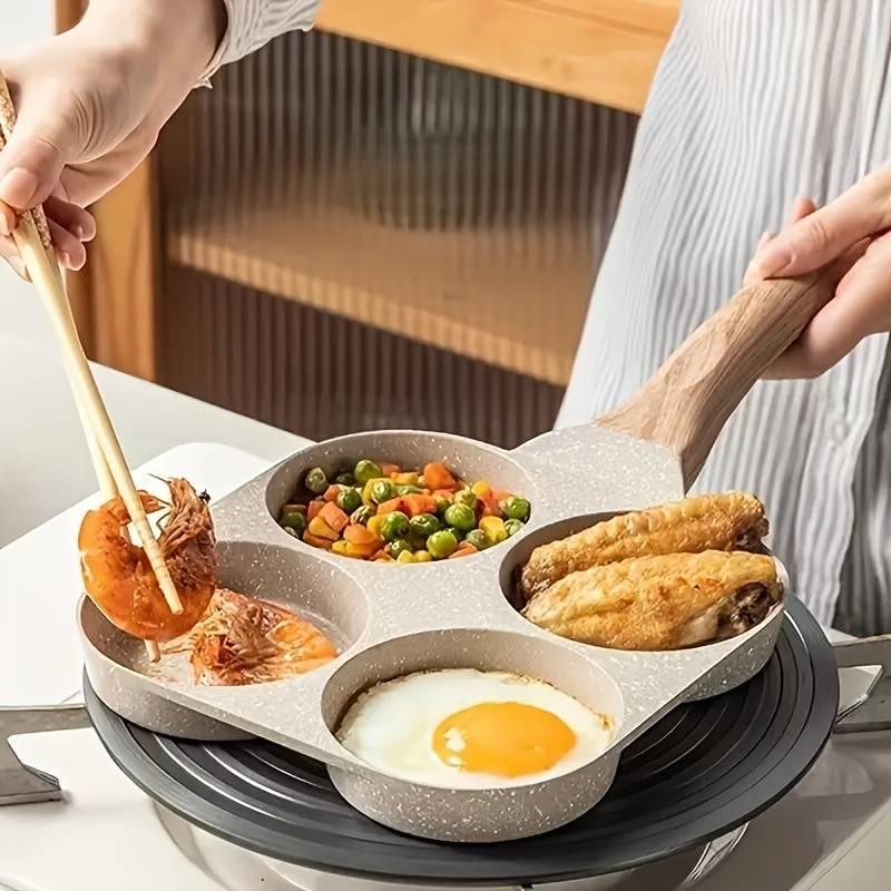 4 Compartment Non Stick Frying Pan for Breakfast Eggs Pancakes and Meal Prep