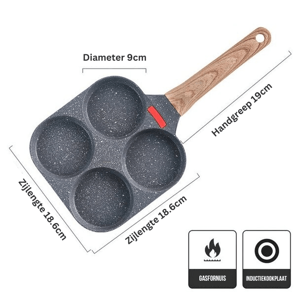 4 Compartment Non Stick Frying Pan for Breakfast Eggs Pancakes and Meal Prep