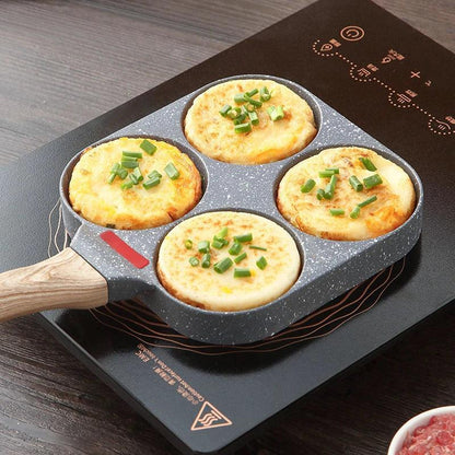 4 Compartment Non Stick Frying Pan for Breakfast Eggs Pancakes and Meal Prep
