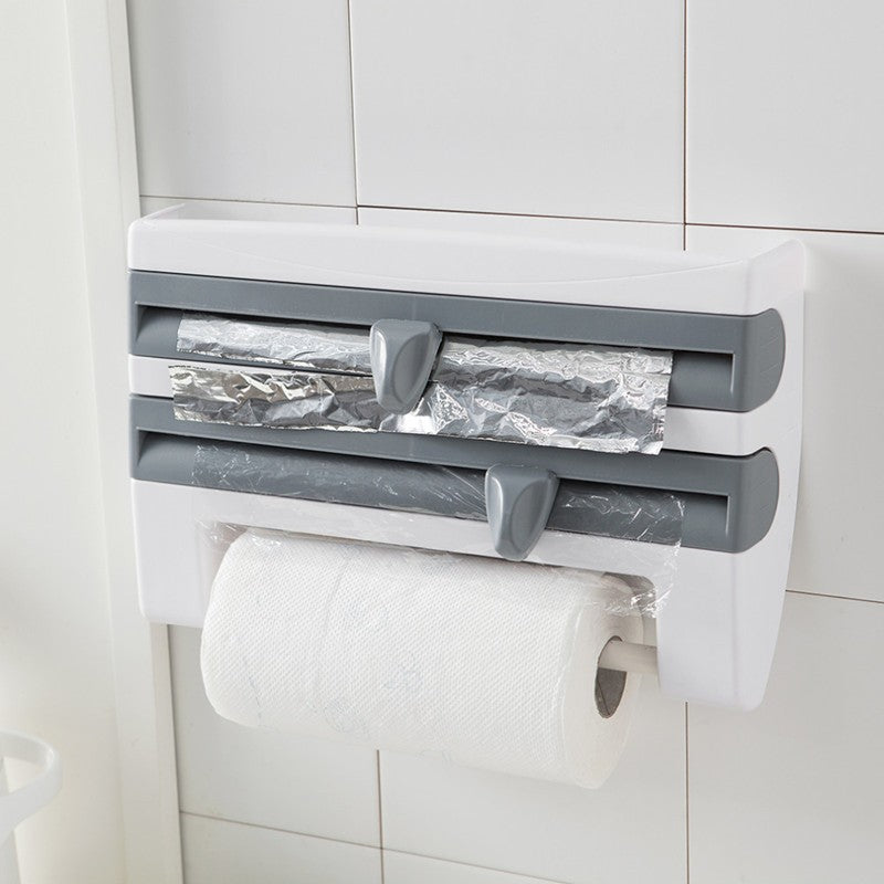 4 In 1 Kitchen Wrap Dispenser Organizer Wall Mounted Storage Rack