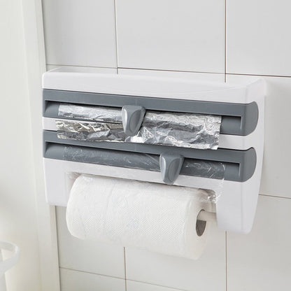 4 In 1 Kitchen Wrap Dispenser Organizer Wall Mounted Storage Rack
