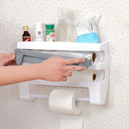 4 In 1 Kitchen Wrap Dispenser Organizer Wall Mounted Storage Rack
