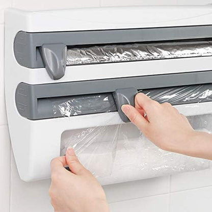 4 In 1 Kitchen Wrap Dispenser Organizer Wall Mounted Storage Rack