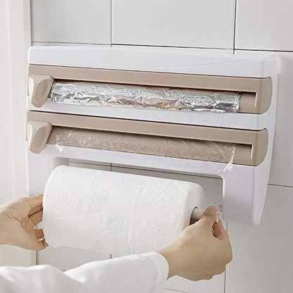 4 In 1 Kitchen Wrap Dispenser Organizer Wall Mounted Storage Rack