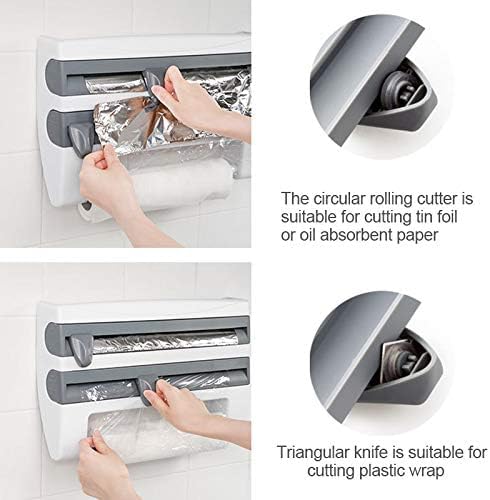 4 In 1 Kitchen Wrap Dispenser Organizer Wall Mounted Storage Rack