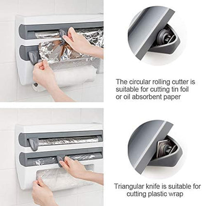 4 In 1 Kitchen Wrap Dispenser Organizer Wall Mounted Storage Rack