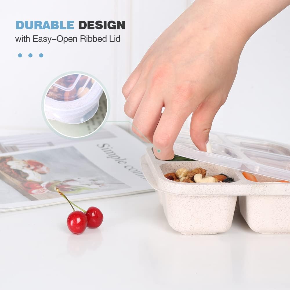 4-Pack Bento Meal Prep Containers with 4 Compartments