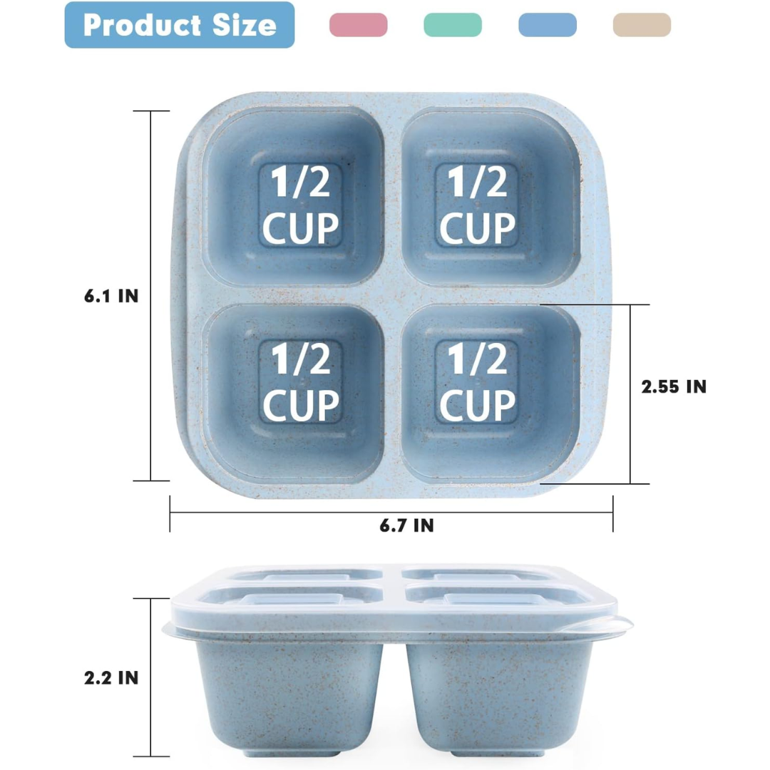 4-Pack Bento Meal Prep Containers with 4 Compartments