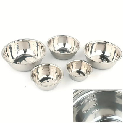 5 Piece Stainless Steel Mixing Bowl Set with Measuring Marks