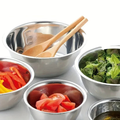 5 Piece Stainless Steel Mixing Bowl Set with Measuring Marks