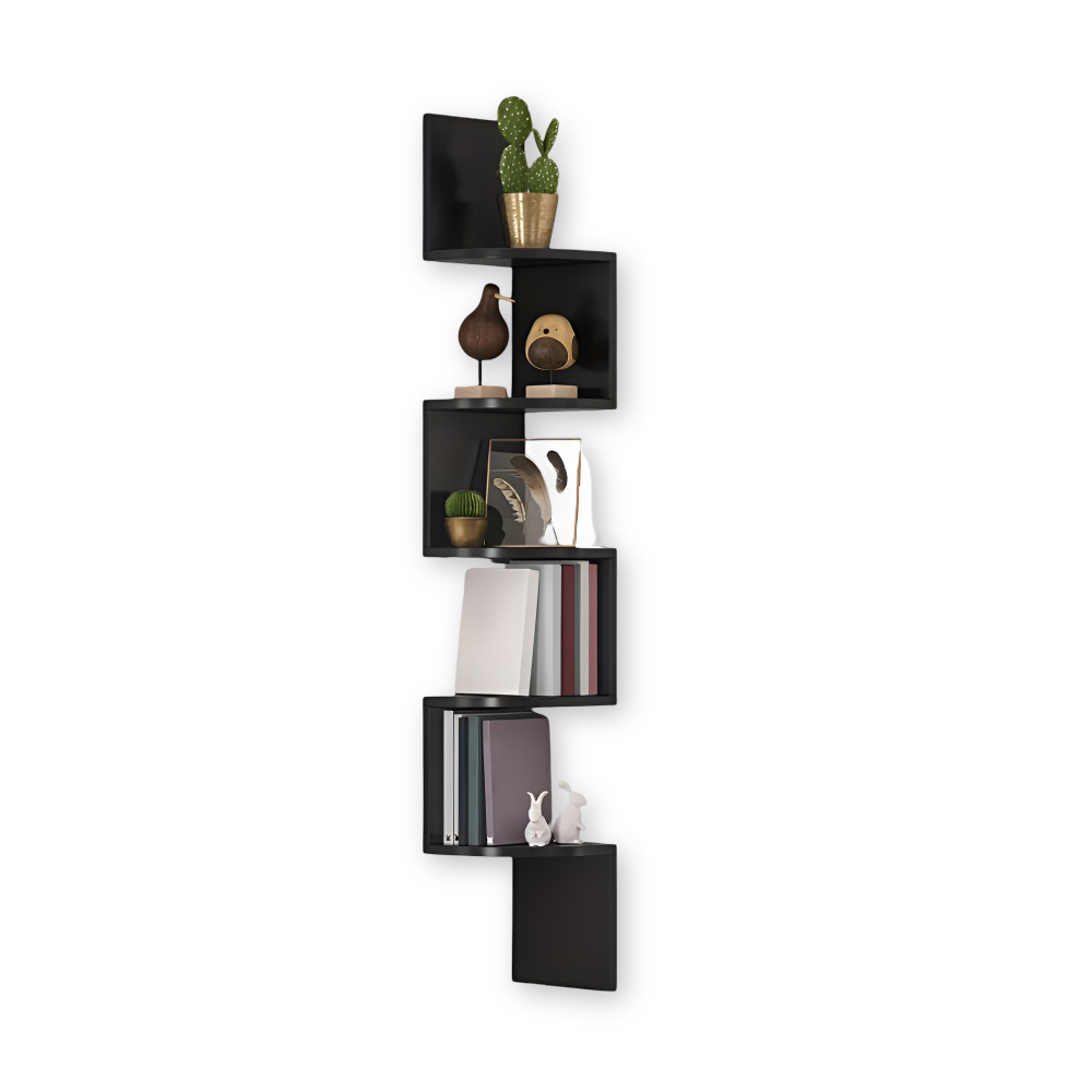 5 Tier Corner Wall Shelf Rustic Floating Storage Display Organizer