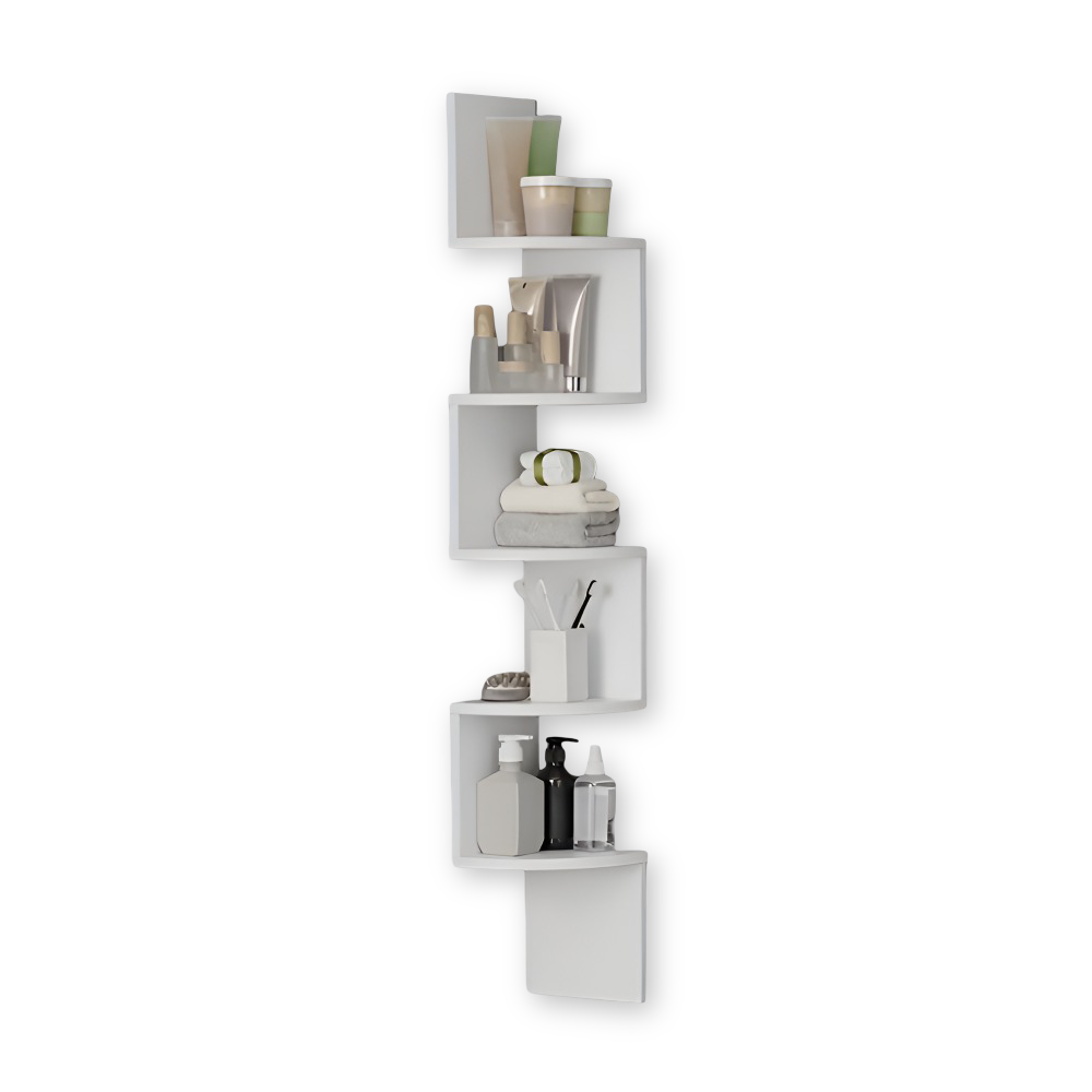 5 Tier Corner Wall Shelf Rustic Floating Storage Display Organizer