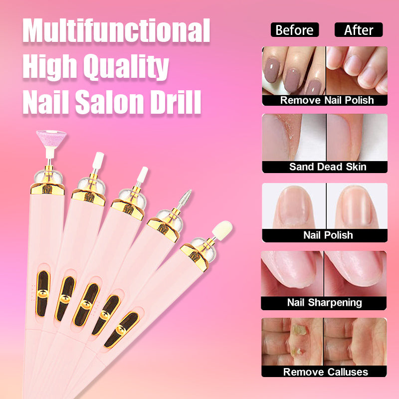 5 in 1 Electric Nail Polisher Portable Manicure and Pedicure Tool with Light
