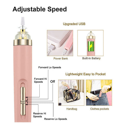 5 in 1 Electric Nail Polisher Portable Manicure and Pedicure Tool with Light