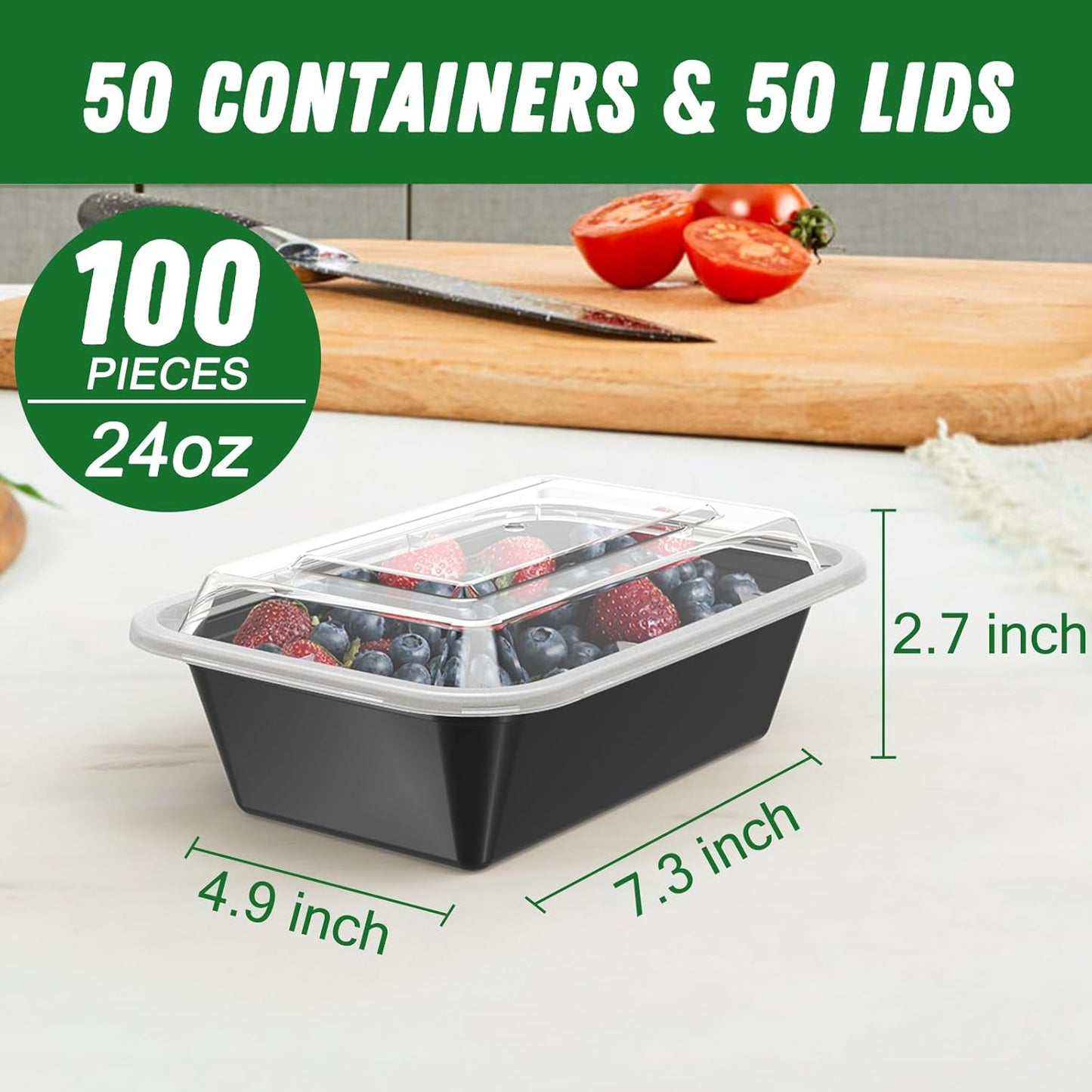 50-Piece Meal Prep Containers with Lids 700ml Reusable Food Storage Set
