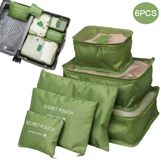 6 Piece Travel Packing Cubes Set Waterproof Luggage Organizers