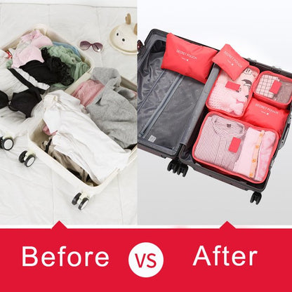 6 Piece Travel Packing Cubes Set Waterproof Luggage Organizers