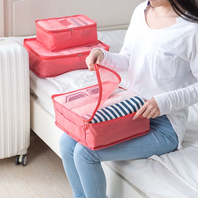 6 Piece Travel Packing Cubes Set Waterproof Luggage Organizers