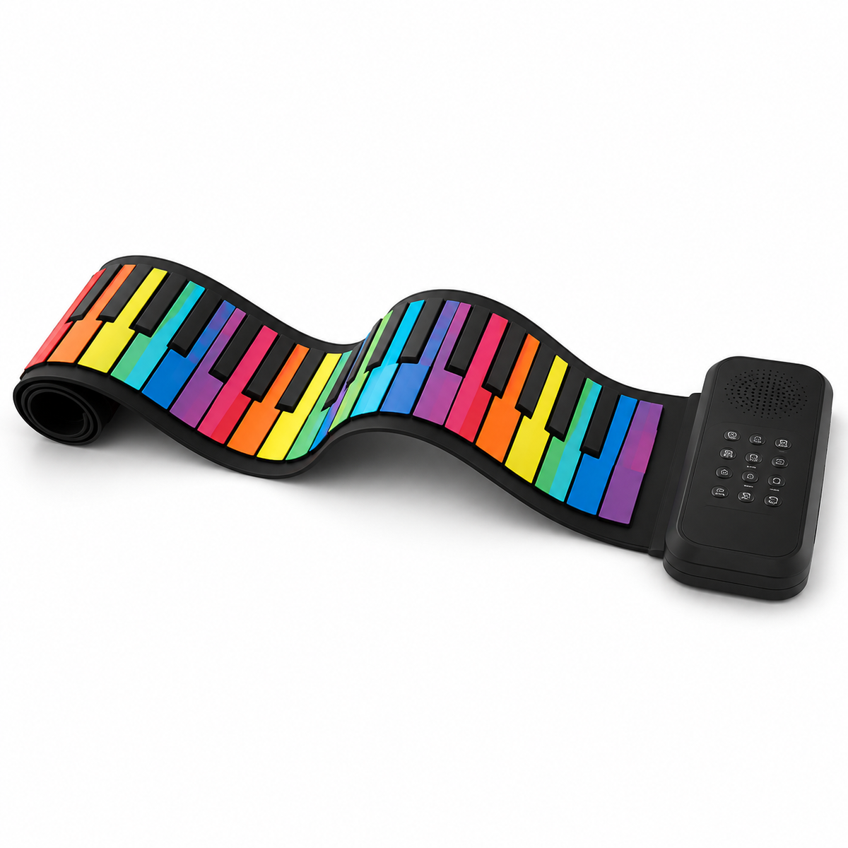 61-Key Roll-Up Piano with Flexible Silicone Keyboard and Built-In Speaker