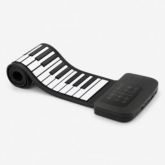 61-Key Roll-Up Piano with Flexible Silicone Keyboard and Built-In Speaker