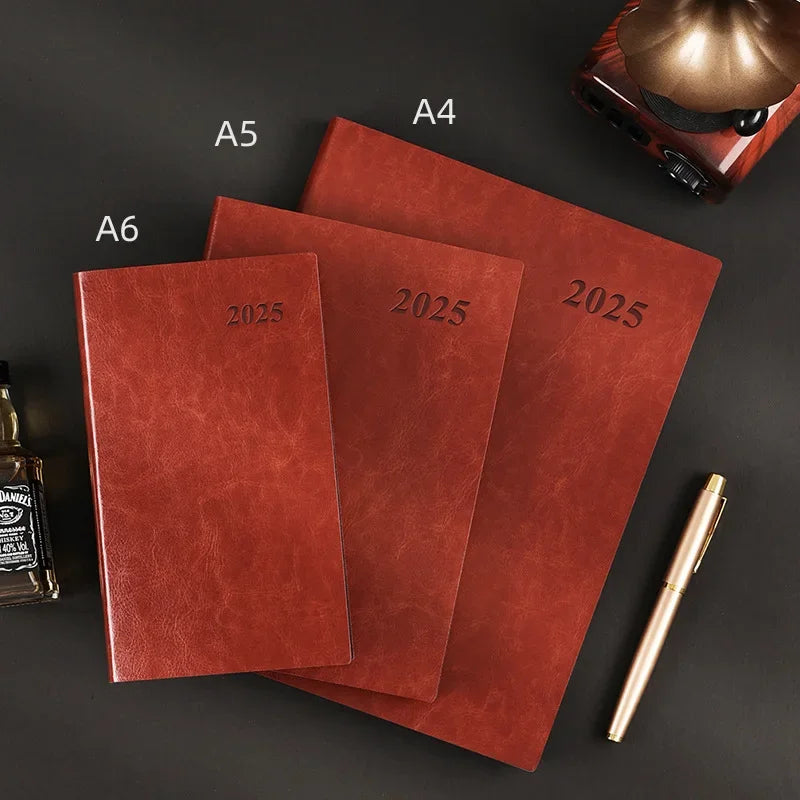 A4 Leather Weekly Planner Notebook 2025 2026 Organizer