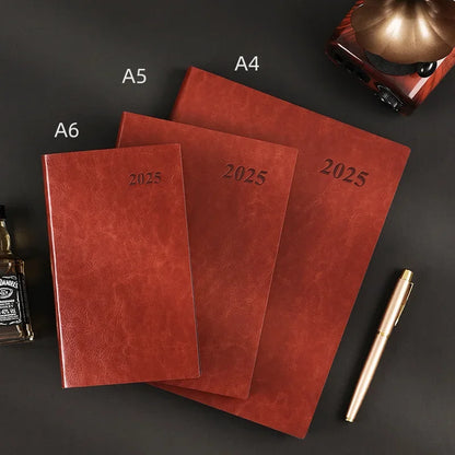 A4 Leather Weekly Planner Notebook 2025 2026 Organizer